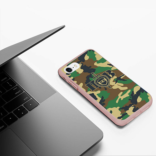Чехол iPhone 7/8 матовый Пограничные Войска камуфляж / 3D-Светло-розовый – фото 3