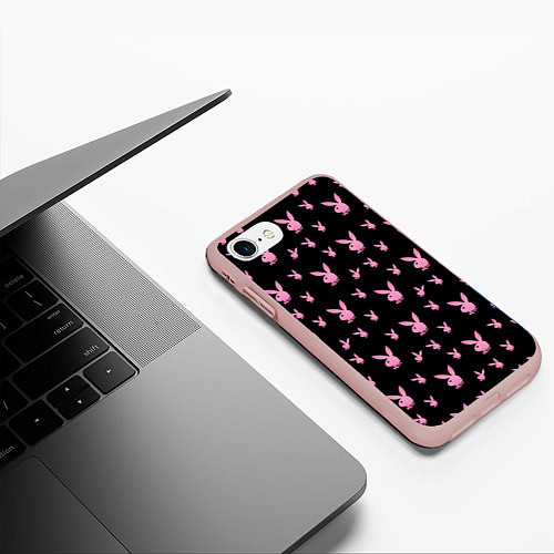 Чехол iPhone 7/8 матовый Playboy / 3D-Светло-розовый – фото 3