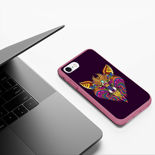 Чехол iPhone 7/8 матовый Волшебная лиса / 3D-Малиновый – фото 3