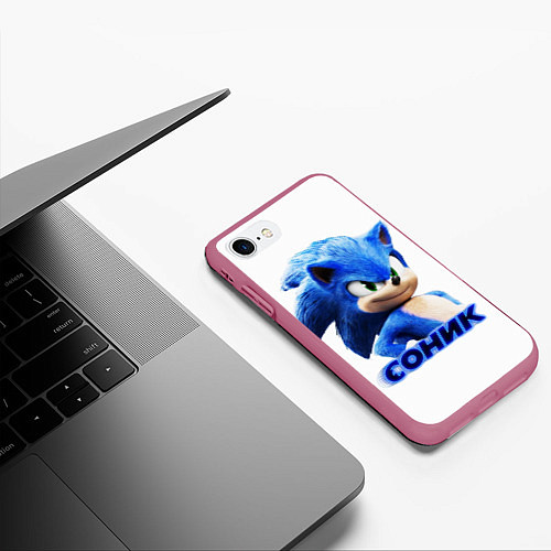 Чехол iPhone 7/8 матовый SONIC / 3D-Малиновый – фото 3