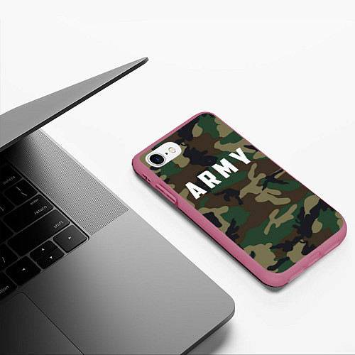 Чехол iPhone 7/8 матовый ARMY / 3D-Малиновый – фото 3