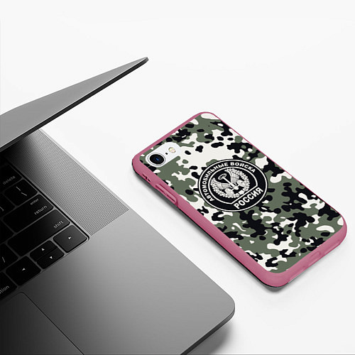 Чехол iPhone 7/8 матовый Автомобильные войска / 3D-Малиновый – фото 3