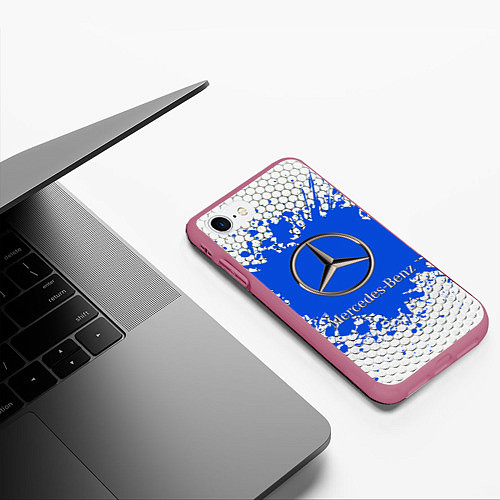 Чехол iPhone 7/8 матовый Mercedes / 3D-Малиновый – фото 3