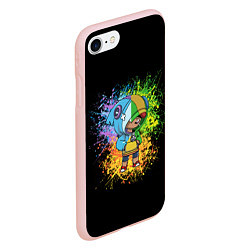 Чехол iPhone 7/8 матовый Brawl Stars Leon, цвет: 3D-светло-розовый — фото 2
