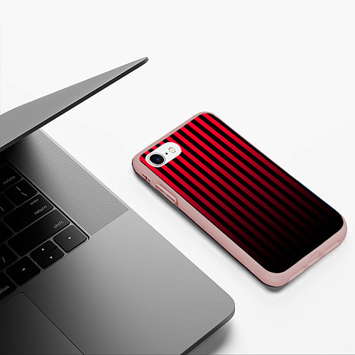 Чехол iPhone 7/8 матовый Пикси полосы / 3D-Светло-розовый – фото 3