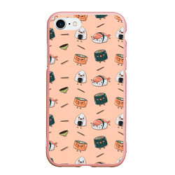 Чехол iPhone 7/8 матовый Суши, цвет: 3D-светло-розовый