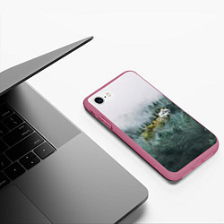 Чехол iPhone 7/8 матовый Волк, цвет: 3D-малиновый — фото 2