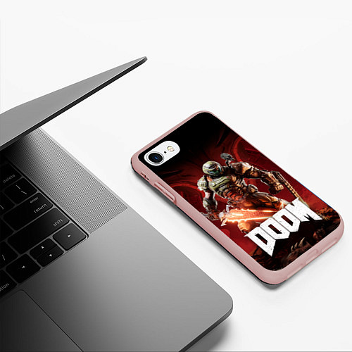 Чехол iPhone 7/8 матовый Doom / 3D-Светло-розовый – фото 3