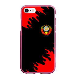 Чехол iPhone 7/8 матовый СССР, цвет: 3D-малиновый