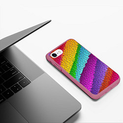 Чехол iPhone 7/8 матовый Яркая мозаика радуга диагональ, цвет: 3D-малиновый — фото 2
