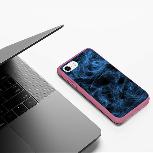 Чехол iPhone 7/8 матовый Синий дым / 3D-Малиновый – фото 3