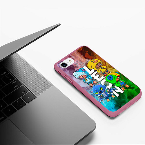 Чехол iPhone 7/8 матовый Brawl Stars Leon Quattro / 3D-Малиновый – фото 3