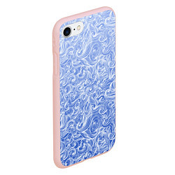 Чехол iPhone 7/8 матовый Волны на голубом фоне, цвет: 3D-светло-розовый — фото 2