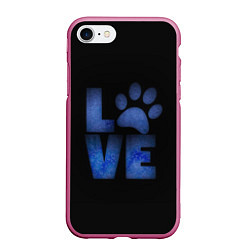Чехол iPhone 7/8 матовый Любовь к собакам и животным, цвет: 3D-малиновый