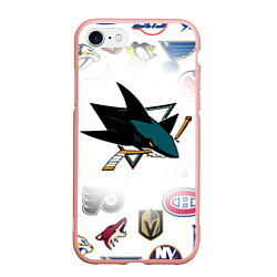 Чехол iPhone 7/8 матовый San Jose Sharks NHL teams pattern, цвет: 3D-светло-розовый