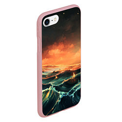 Чехол iPhone 7/8 матовый Фэнтези море корабли закат, цвет: 3D-баблгам — фото 2