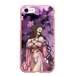 Чехол iPhone 7/8 матовый Незуко, цвет: 3D-светло-розовый