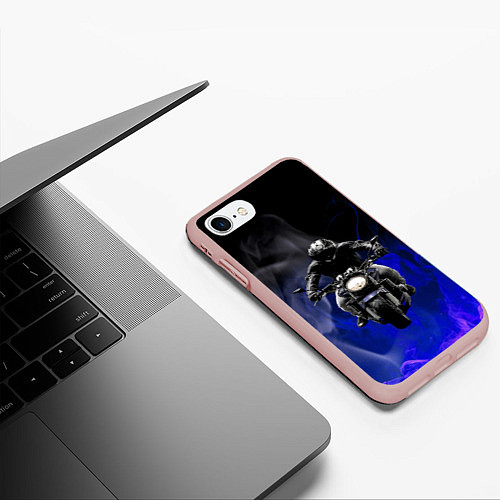 Чехол iPhone 7/8 матовый МОТОЦИКЛЫ / 3D-Светло-розовый – фото 3