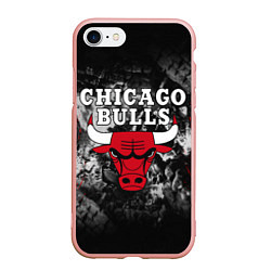 Чехол iPhone 7/8 матовый CHICAGO BULLS, цвет: 3D-светло-розовый
