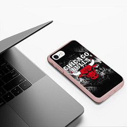 Чехол iPhone 7/8 матовый CHICAGO BULLS, цвет: 3D-светло-розовый — фото 2