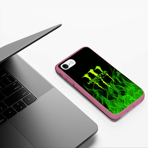 Чехол iPhone 7/8 матовый MONSTER ENERGY / 3D-Малиновый – фото 3