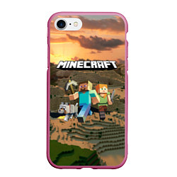 Чехол iPhone 7/8 матовый Minecraft, цвет: 3D-малиновый