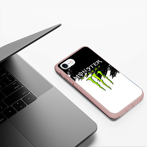 Чехол iPhone 7/8 матовый MONSTER ENERGY / 3D-Светло-розовый – фото 3