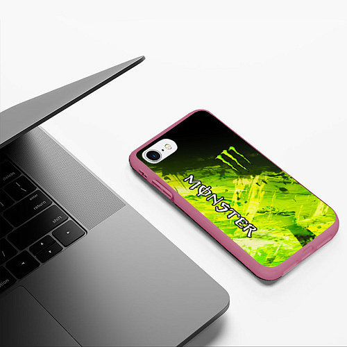 Чехол iPhone 7/8 матовый MONSTER ENERGY / 3D-Малиновый – фото 3
