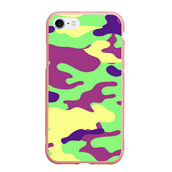 Чехол iPhone 7/8 матовый Камуфляж, цвет: 3D-светло-розовый