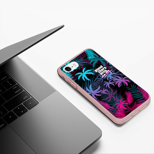 Чехол iPhone 7/8 матовый GTA VICE CITY / 3D-Светло-розовый – фото 3