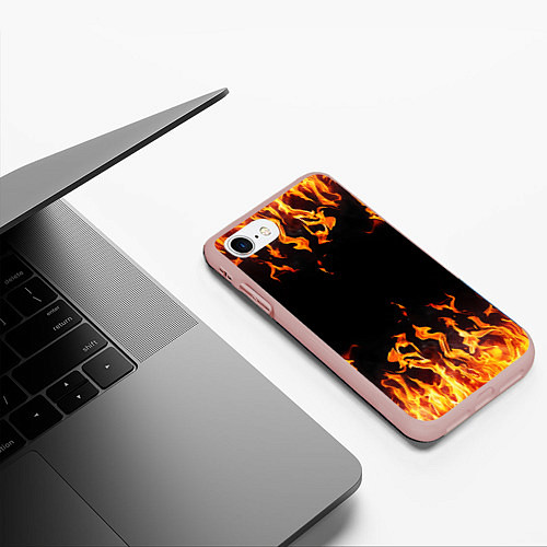 Чехол iPhone 7/8 матовый FIRE ОГОНЬ / 3D-Светло-розовый – фото 3