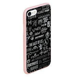 Чехол iPhone 7/8 матовый ЛОГОТИПЫ ИГР, цвет: 3D-светло-розовый — фото 2