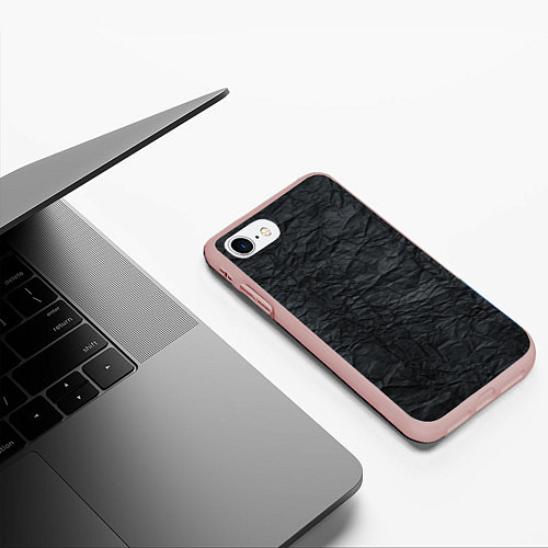 Чехол iPhone 7/8 матовый Черная Бумага / 3D-Светло-розовый – фото 3