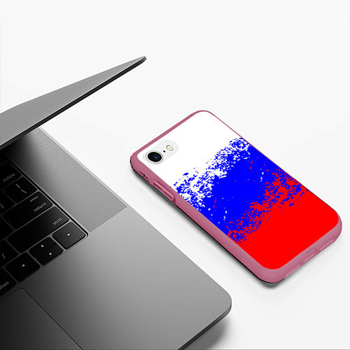 Чехол iPhone 7/8 матовый Россия / 3D-Малиновый – фото 3