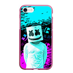 Чехол iPhone 7/8 матовый Fortnite Marshmello, цвет: 3D-малиновый