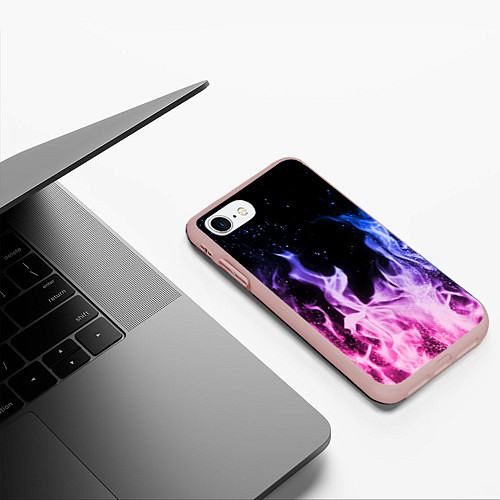 Чехол iPhone 7/8 матовый НЕОНОВЫЙ ОГОНЬ / 3D-Светло-розовый – фото 3
