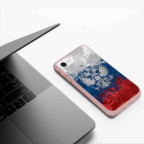 Чехол iPhone 7/8 матовый Россия / 3D-Светло-розовый – фото 3