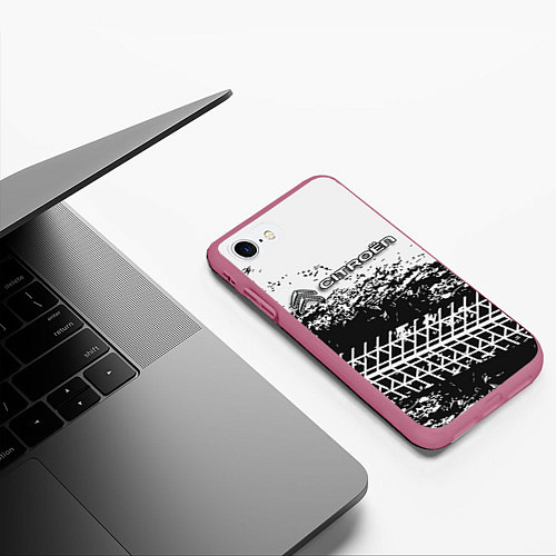 Чехол iPhone 7/8 матовый CITROEN / 3D-Малиновый – фото 3