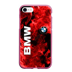 Чехол iPhone 7/8 матовый BMW FIRE, цвет: 3D-малиновый