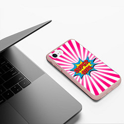 Чехол iPhone 7/8 матовый Super Girl, цвет: 3D-светло-розовый — фото 2