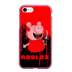 Чехол iPhone 7/8 матовый Roblox Piggy, цвет: 3D-малиновый