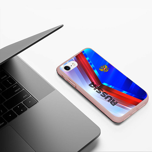 Чехол iPhone 7/8 матовый RUSSIA SPORT / 3D-Светло-розовый – фото 3