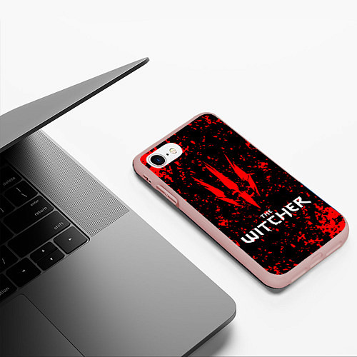Чехол iPhone 7/8 матовый The Witcher / 3D-Светло-розовый – фото 3