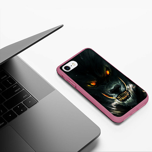 Чехол iPhone 7/8 матовый ДИКИЙ ВОЛК D / 3D-Малиновый – фото 3