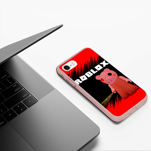 Чехол iPhone 7/8 матовый Roblox Piggy / 3D-Светло-розовый – фото 3