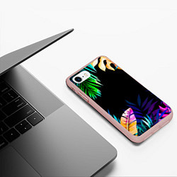 Чехол iPhone 7/8 матовый Тропическая Ночь, цвет: 3D-светло-розовый — фото 2