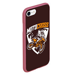 Чехол iPhone 7/8 матовый Motorcross Z, цвет: 3D-малиновый — фото 2