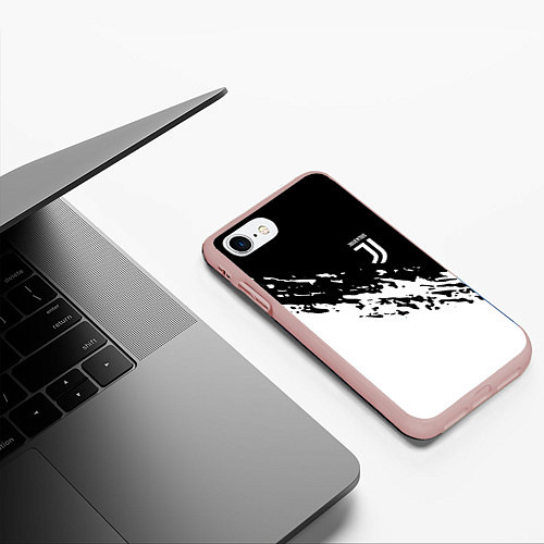 Чехол iPhone 7/8 матовый JUVENTUS / 3D-Светло-розовый – фото 3