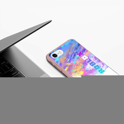 Чехол iPhone 7/8 матовый Roblox / 3D-Светло-розовый – фото 3