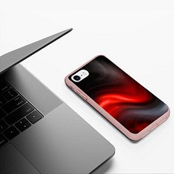 Чехол iPhone 7/8 матовый BLACK RED WAVES АБСТРАКЦИЯ, цвет: 3D-светло-розовый — фото 2